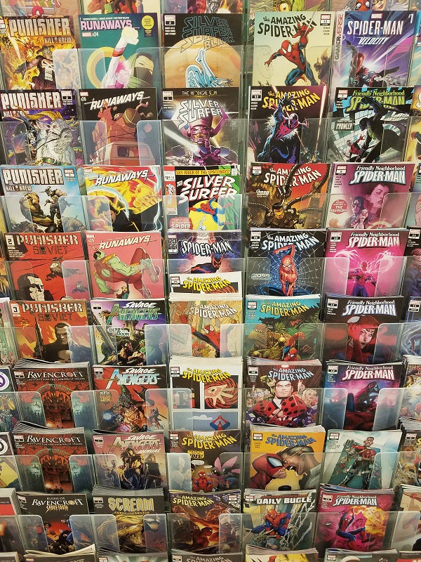 Comic Book Display at a Comic Book Store